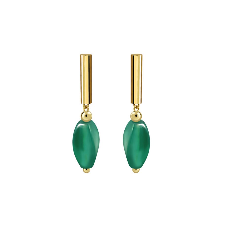 Pendientes Oro Martina acabados en oro de 18 quilates con ónix verde