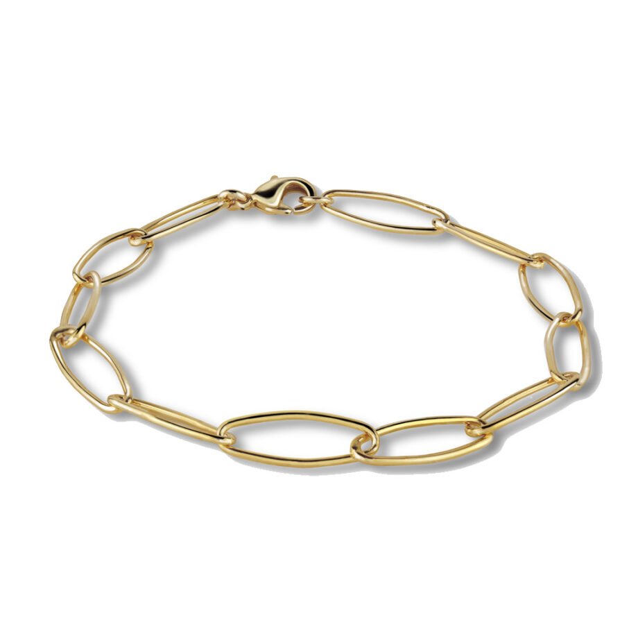 Pulsera Suelta Oro Mónica formada por eslabones grandes acabada en oro de 18 quilates